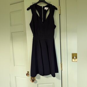 MILLY Black Ribbed Mini Dress